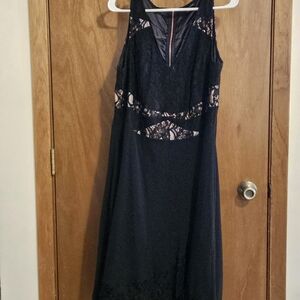 City Chic Black and Cream Lace Midi Dress